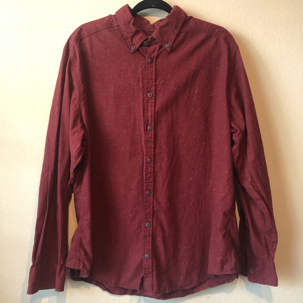 Mens longsleeve button dark red casual shirt
